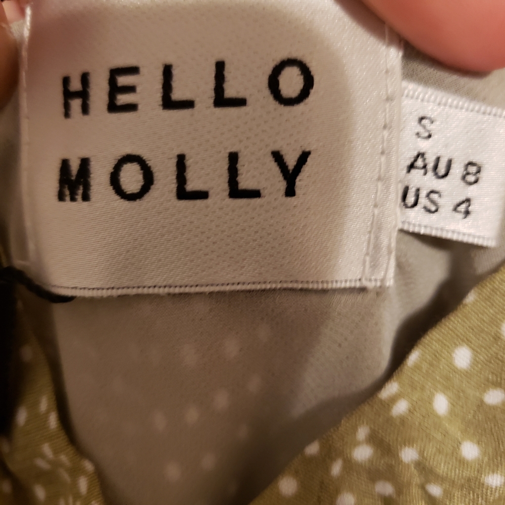 Hello Molly Olive Green Polka Dot Slip Midi Dress with Side Slit - Picture 10 of 15